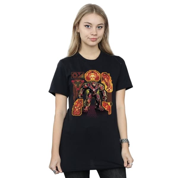 Marvel Womens/Ladies Avengers Infinity War Hulkbuster Blueprint Cotton Boyfriend T-Shirt