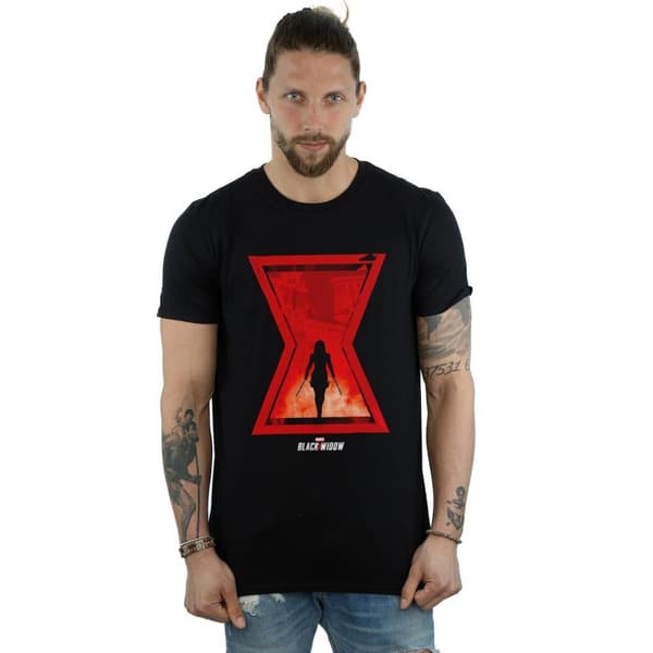 Marvel T-shirt med silhuett av filmikonen Black Widow för herrar