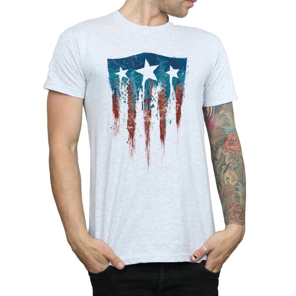 Marvel T-shirt med Captain America-flagga och sköld för herrar
