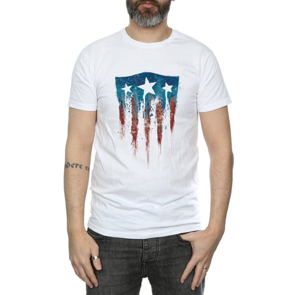 Marvel T-shirt med Captain America-flagga och sköld för herrar