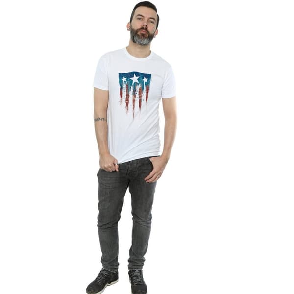 Marvel T-shirt med Captain America-flagga och sköld för herrar