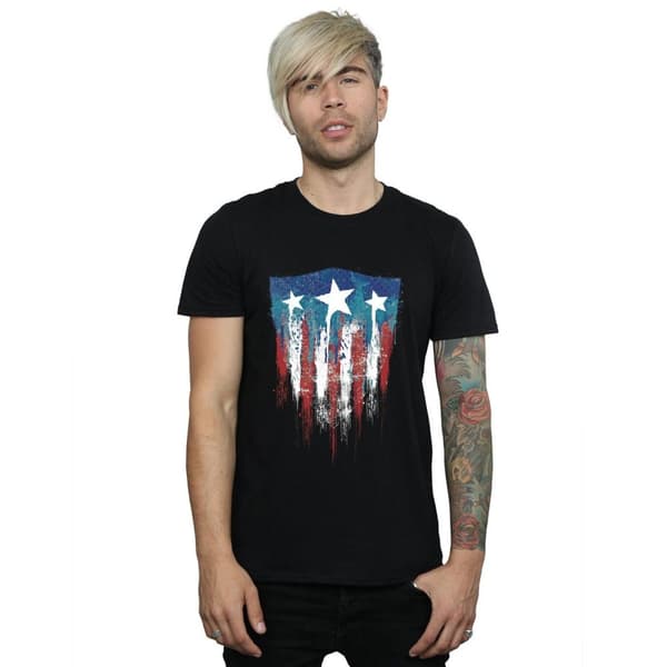 Marvel T-shirt med Captain America-flagga och sköld för herrar