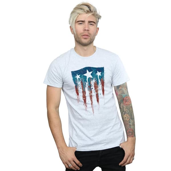 Marvel T-shirt med Captain America-flagga och sköld för herrar
