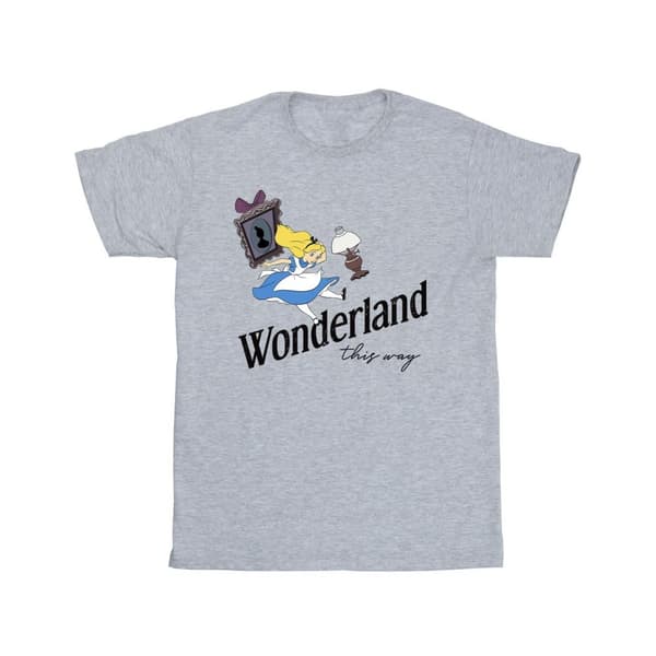 Disney T-shirt i bomull för flickor - Alice i underlandet - This Way Sports Grey 5-6 Years