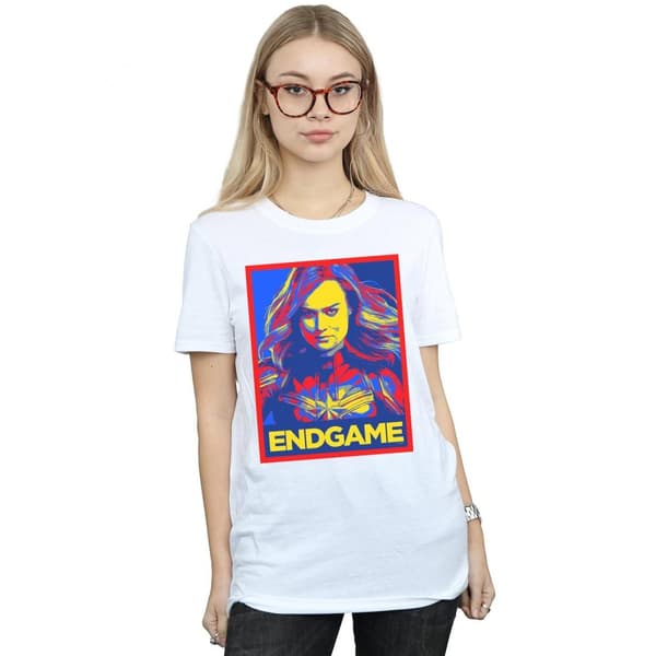Marvel Womens/Ladies Avengers Endgame Captain Marvel Poster Cotton Boyfriend T-Shirt