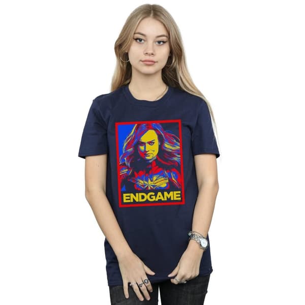 Marvel Womens/Ladies Avengers Endgame Captain Marvel Poster Cotton Boyfriend T-Shirt