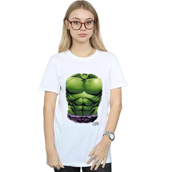 Marvel Womens/Ladies Hulk Chest Burst Cotton Boyfriend T-Shirt