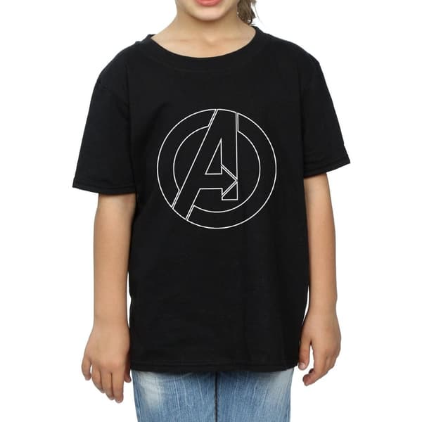 Marvel Girls Avengers Assemble A Logo Outline Cotton T-Shirt