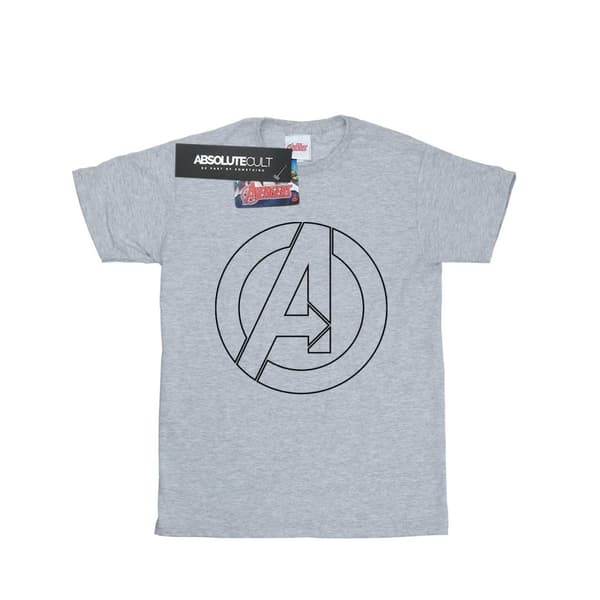 Marvel Girls Avengers Assemble A Logo Outline Cotton T-Shirt