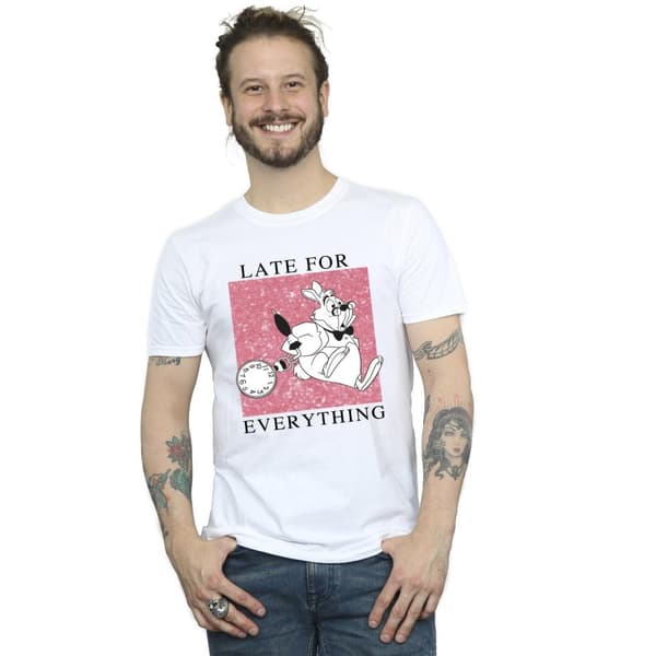 Disney Mens Alice In Wonderland White Rabbit T-Shirt