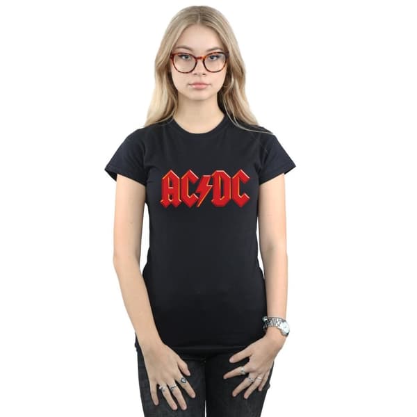 ACDC T-shirt i bomull med röd logotyp - dam/dam