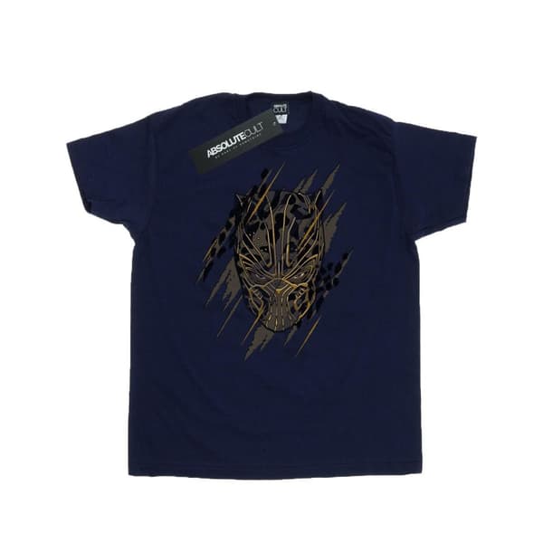 Marvel Mens Black Panther Gold Head T-Shirt