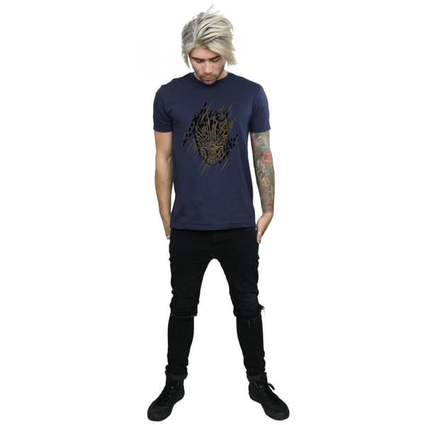 Marvel Mens Black Panther Gold Head T-Shirt