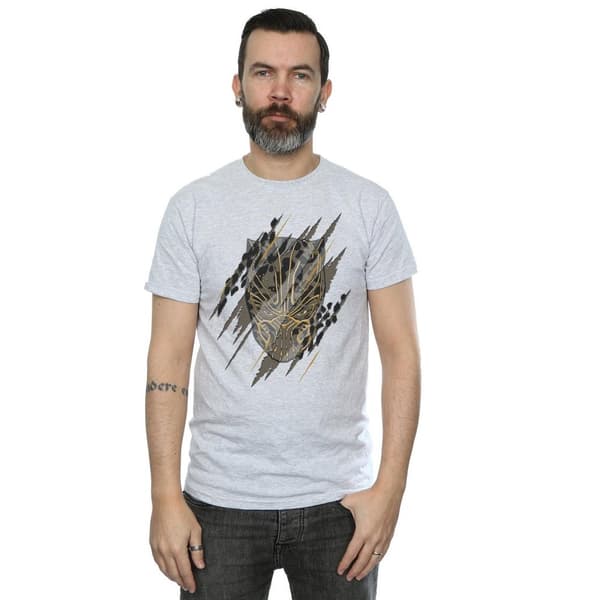 Marvel Mens Black Panther Gold Head T-Shirt