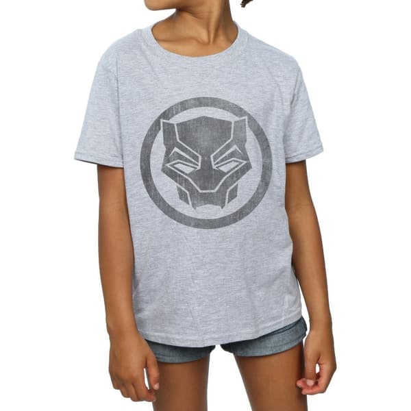 Marvel Girls Black Panther Distressed Icon Cotton T-Shirt