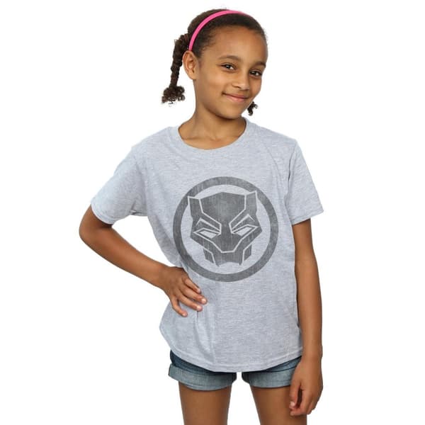 Marvel Girls Black Panther Distressed Icon Cotton T-Shirt