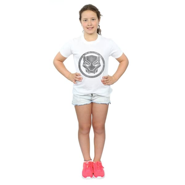 Marvel Girls Black Panther Distressed Icon Cotton T-Shirt