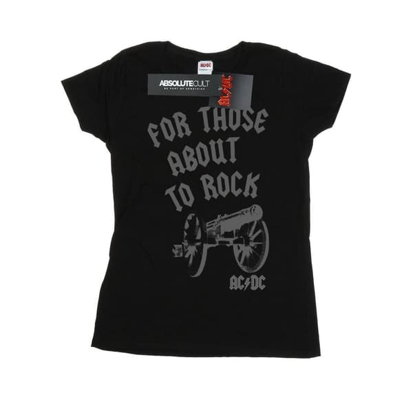 AC/DC Womens/Ladies For Those About To Rock Cannon Cotton T-Shirt Black M
