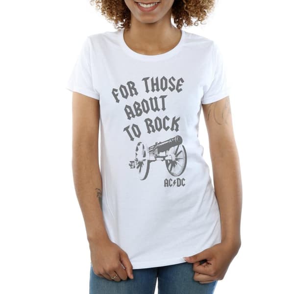 AC/DC Womens/Ladies For Those About To Rock Cannon Cotton T-Shirt