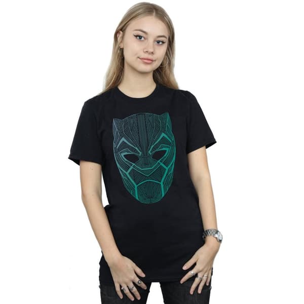 Marvel Womens/Ladies Black Panther Tribal Mask Cotton Boyfriend T-Shirt