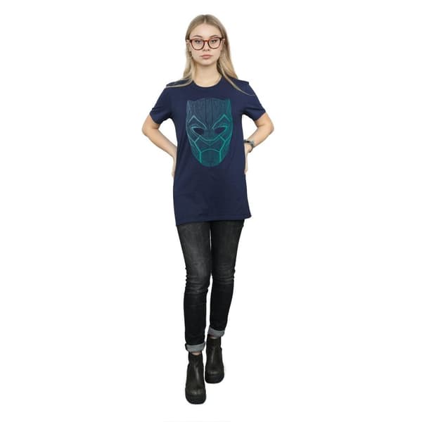 Marvel Womens/Ladies Black Panther Tribal Mask Cotton Boyfriend T-Shirt