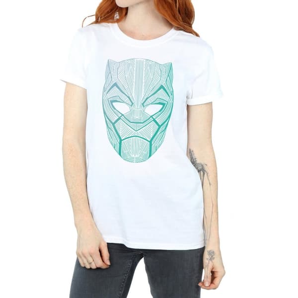 Marvel Womens/Ladies Black Panther Tribal Mask Cotton Boyfriend T-Shirt