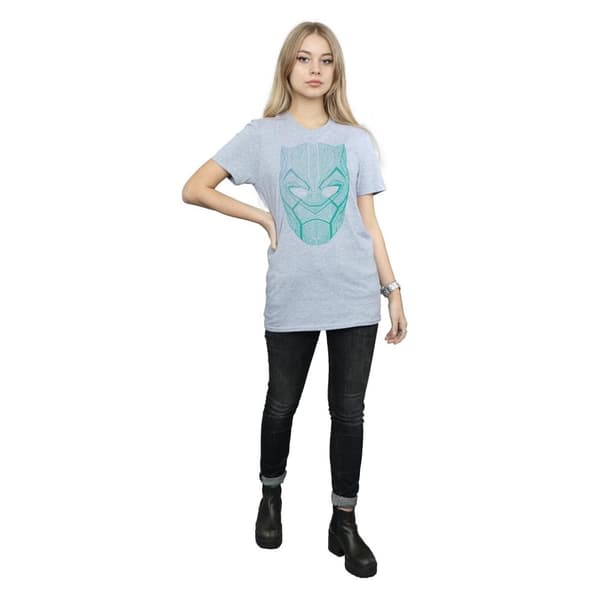 Marvel Womens/Ladies Black Panther Tribal Mask Cotton Boyfriend T-Shirt