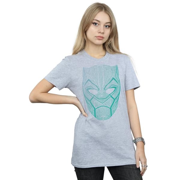 Marvel Womens/Ladies Black Panther Tribal Mask Cotton Boyfriend T-Shirt