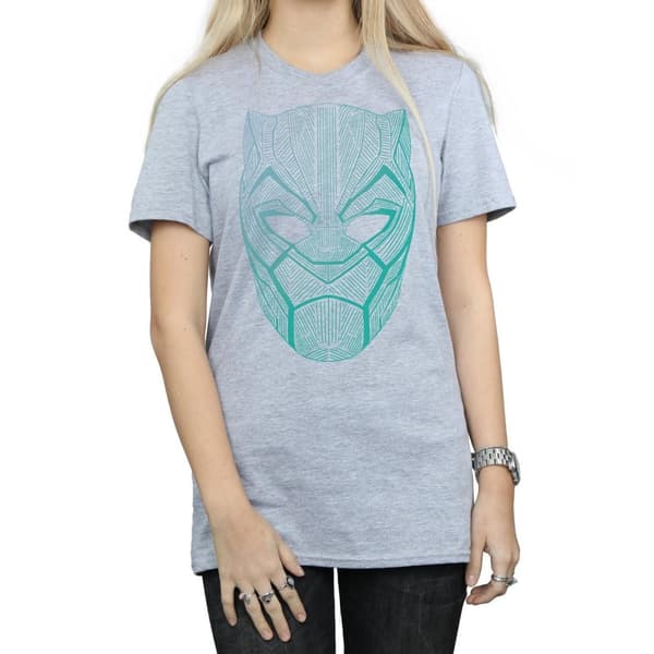 Marvel Womens/Ladies Black Panther Tribal Mask Cotton Boyfriend T-Shirt