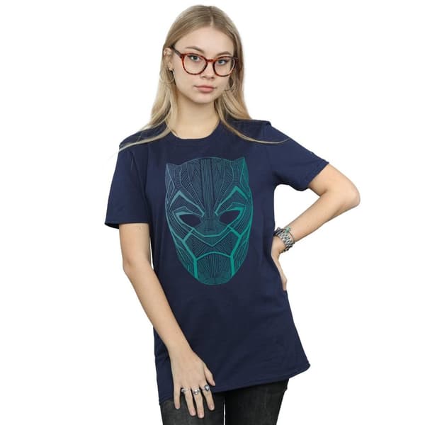 Marvel Womens/Ladies Black Panther Tribal Mask Cotton Boyfriend T-Shirt