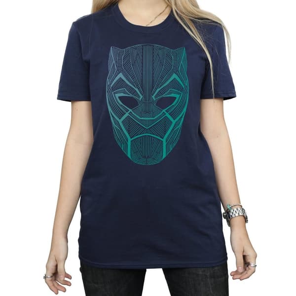 Marvel Womens/Ladies Black Panther Tribal Mask Cotton Boyfriend T-Shirt