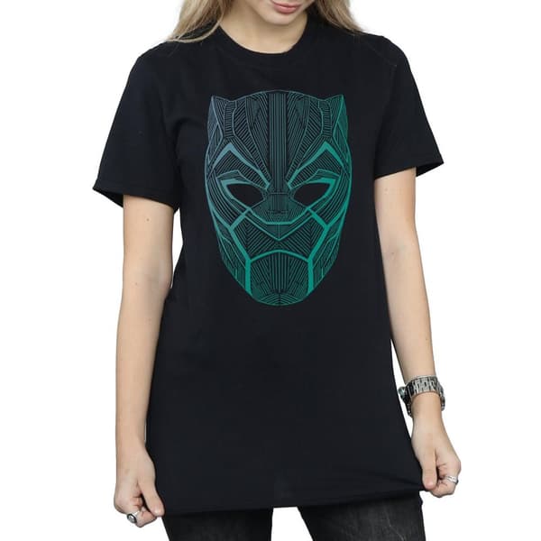 Marvel Womens/Ladies Black Panther Tribal Mask Cotton Boyfriend T-Shirt