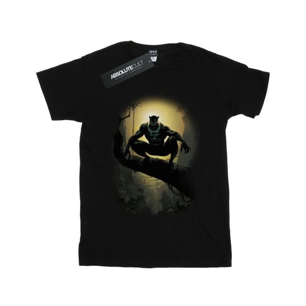 Marvel Womens/Ladies Black Panther Crouching Cotton Boyfriend T-Shirt Black XL