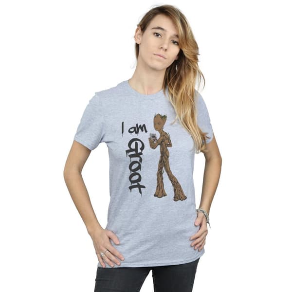 Marvel Womens/Ladies Avengers Infinity War Graffiti Groot Cotton Boyfriend T-Shirt