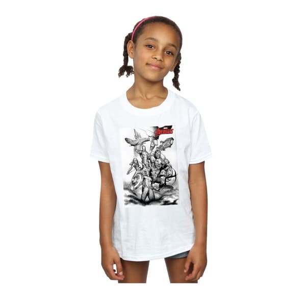 Marvel Girls Avengers Assemble Team Sketch Cotton T-Shirt