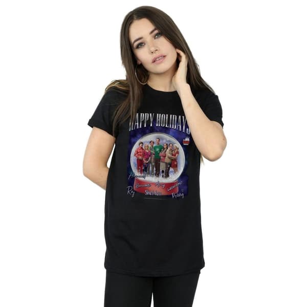 The Big Bang Theory Dam/kvinnor Happy Holidays Boyfriend-T-shirt i bomull