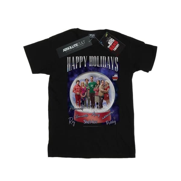 The Big Bang Theory Dam/kvinnor Happy Holidays Boyfriend-T-shirt i bomull Black L