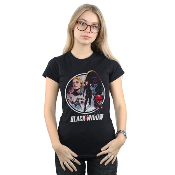 Marvel Womens/Ladies Black Widow Movie Vintage Circle Cotton T-Shirt