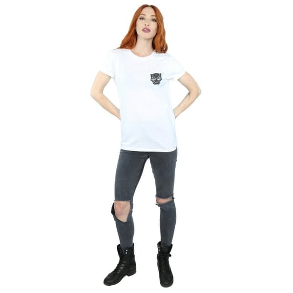 Marvel Womens/Ladies Black Panther Black On Black Chest Print Cotton Boyfriend T-Shirt