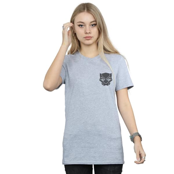 Marvel Womens/Ladies Black Panther Black On Black Chest Print Cotton Boyfriend T-Shirt
