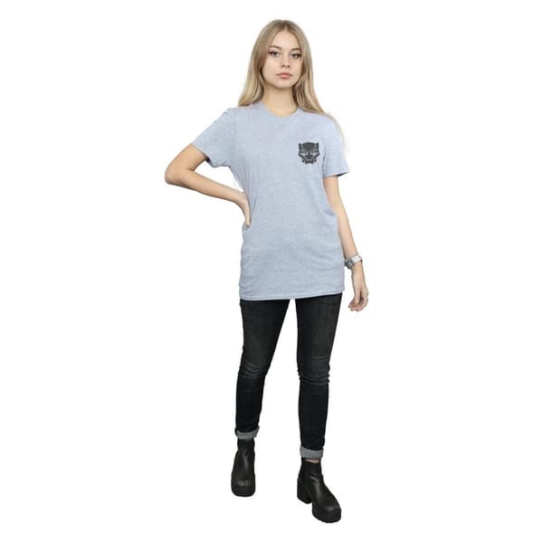 Marvel Womens/Ladies Black Panther Black On Black Chest Print Cotton Boyfriend T-Shirt