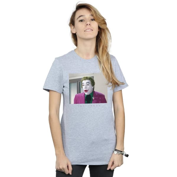 DC Comics Womens/Ladies Batman TV Series Joker Photograph Cotton Boyfriend T-Shirt