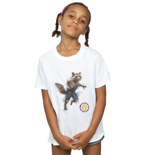 Marvel Girls Avengers Endgame Painted Rocket Cotton T-Shirt