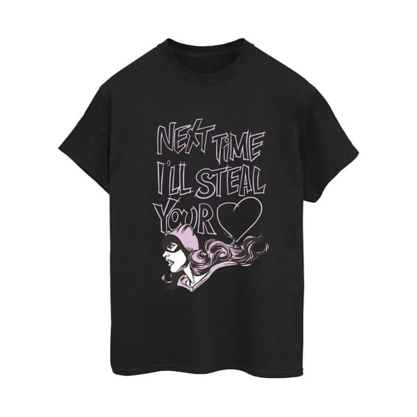 DC Comics Womens/Ladies Batman Batgirl I´ll Steal Your Heart Cotton Boyfriend T-Shirt Black M