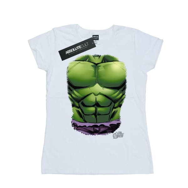 Marvel Womens/Ladies Hulk Chest Burst Cotton T-Shirt White XXL