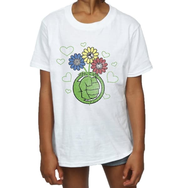 Marvel Girls Hulk Flower Fist Cotton T-Shirt
