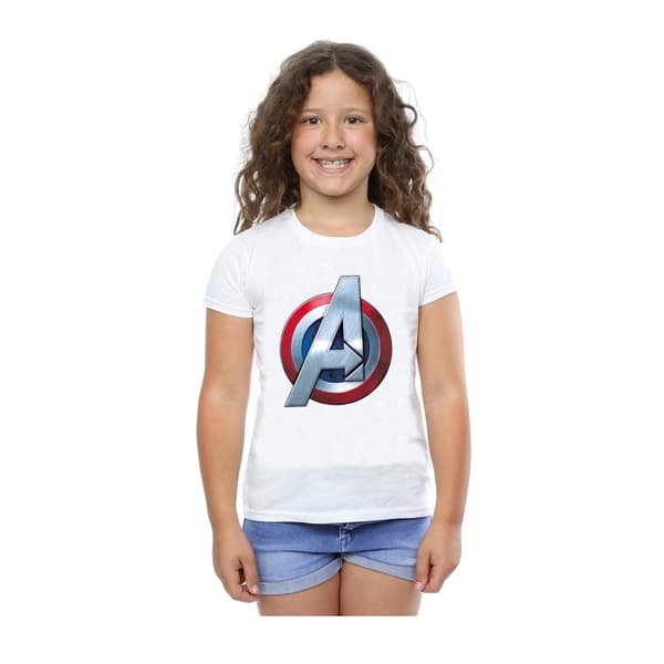 Marvel Girls Avengers 3D Logo Cotton T-Shirt