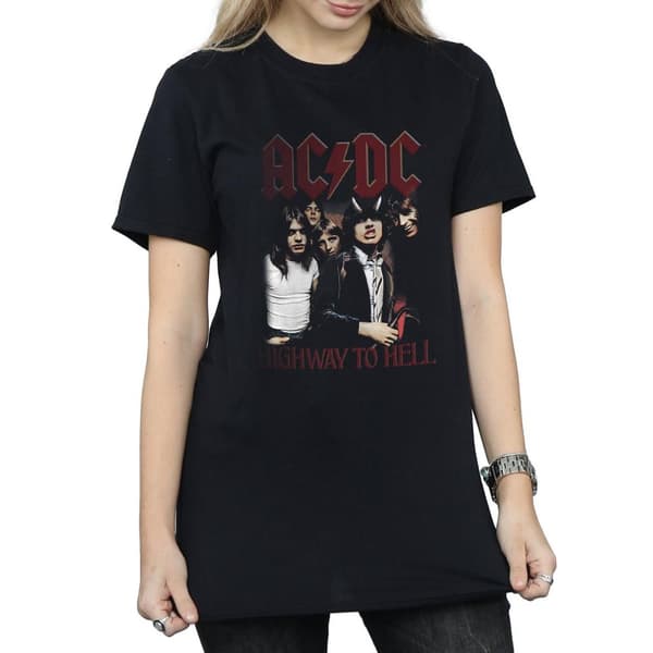 AC/DC Womens/Ladies Highway To Hell Cotton Boyfriend T-Shirt