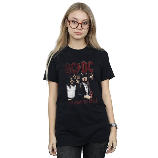 AC/DC Womens/Ladies Highway To Hell Cotton Boyfriend T-Shirt