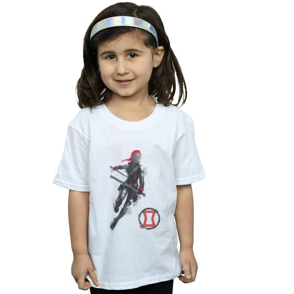 Marvel Girls Avengers Endgame Painted Black Widow Cotton T-Shirt